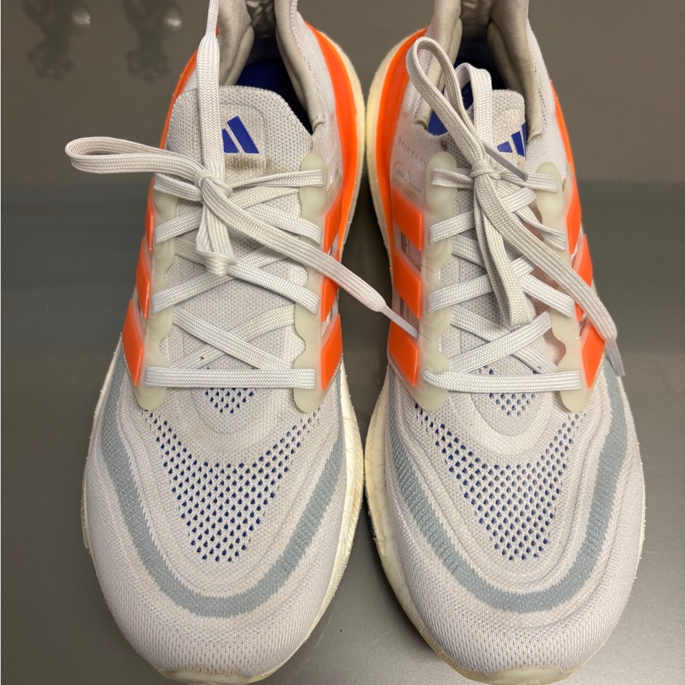 Adidas Ultraboost White and Bright Orange Running Shoes